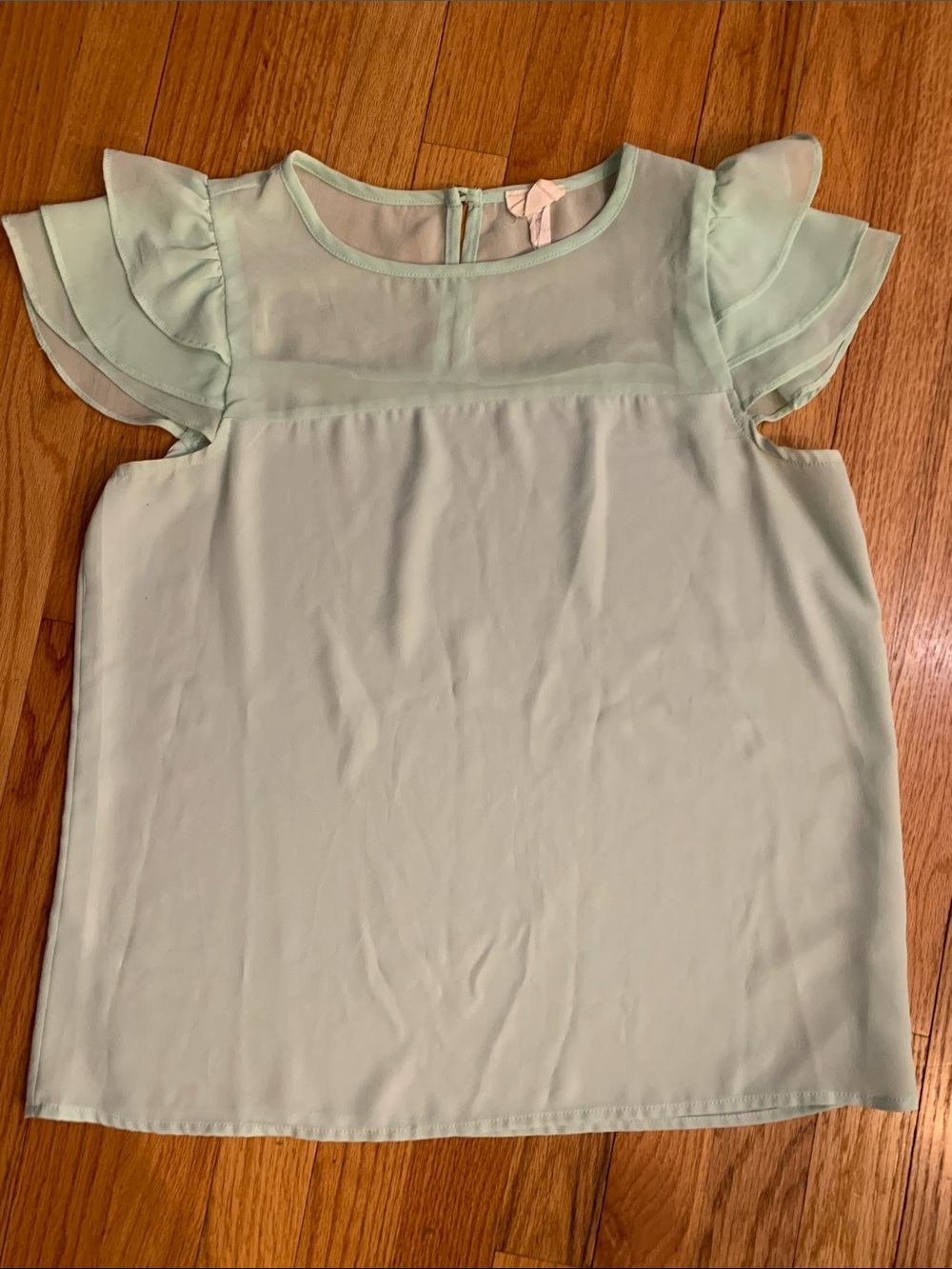 one clothing Mint Green Ruffle Sleeve Blouse
